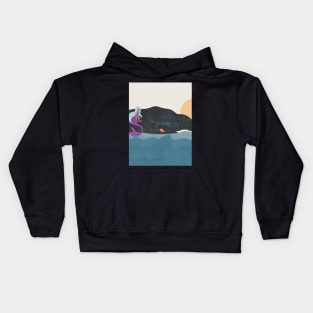 The mermaid waiting for the sun to set Kids Hoodie